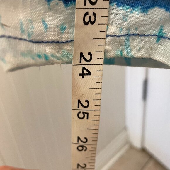 Ruby Rd. Watercolor Blue Tie Dye Linen Tunic Large 3/4 Length Sleeves Tie Front - Picture 6 of 10